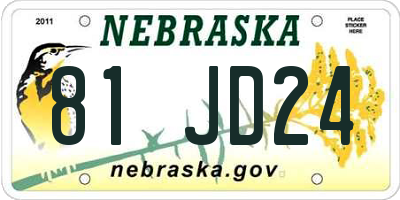 NE license plate 81JD24