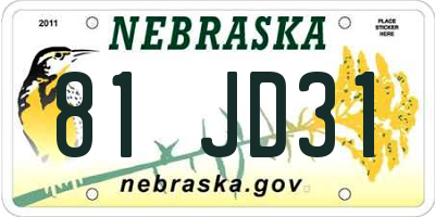 NE license plate 81JD31
