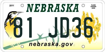 NE license plate 81JD36