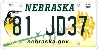 NE license plate 81JD37