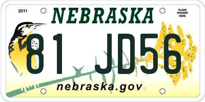 NE license plate 81JD56