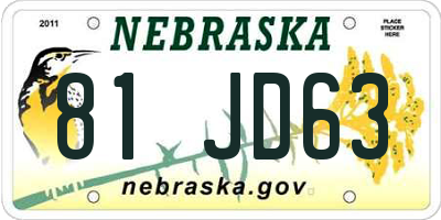 NE license plate 81JD63