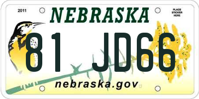 NE license plate 81JD66