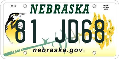 NE license plate 81JD68