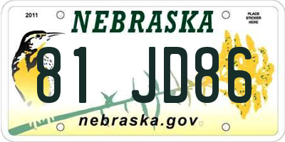 NE license plate 81JD86