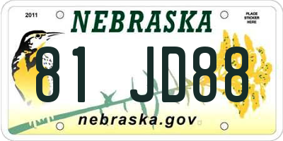 NE license plate 81JD88