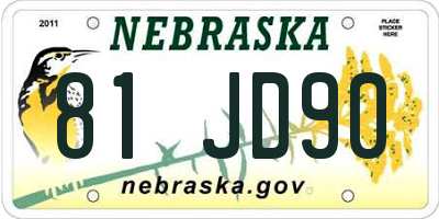 NE license plate 81JD90