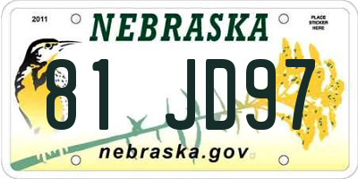 NE license plate 81JD97