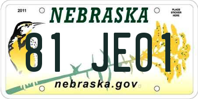 NE license plate 81JE01