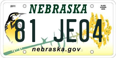 NE license plate 81JE04