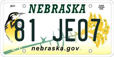 NE license plate 81JE07