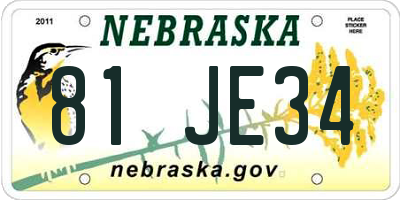 NE license plate 81JE34