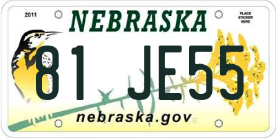 NE license plate 81JE55