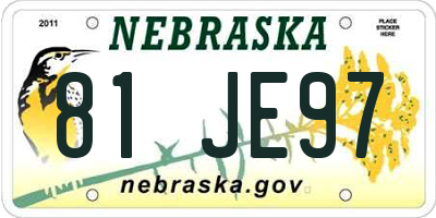 NE license plate 81JE97