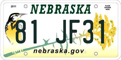 NE license plate 81JF31