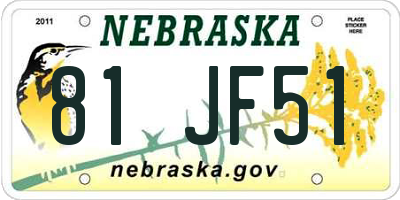 NE license plate 81JF51