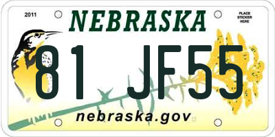 NE license plate 81JF55