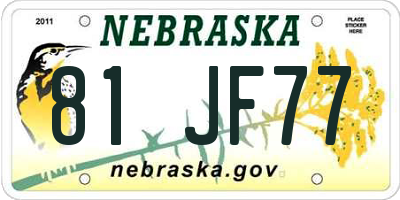 NE license plate 81JF77
