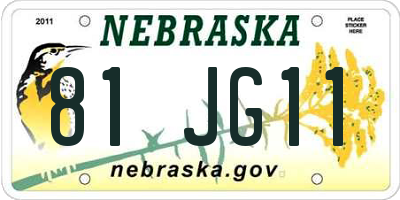 NE license plate 81JG11