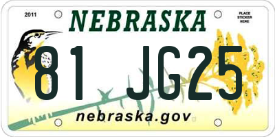 NE license plate 81JG25