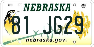 NE license plate 81JG29