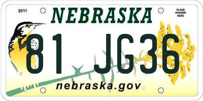 NE license plate 81JG36