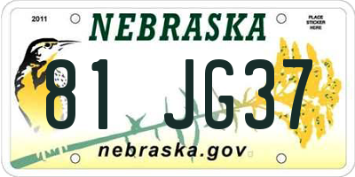 NE license plate 81JG37