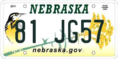 NE license plate 81JG57