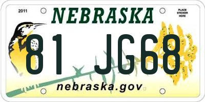 NE license plate 81JG68