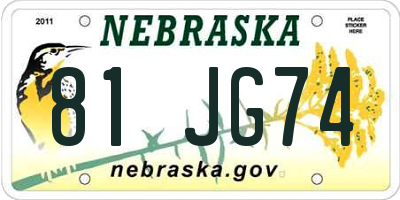 NE license plate 81JG74