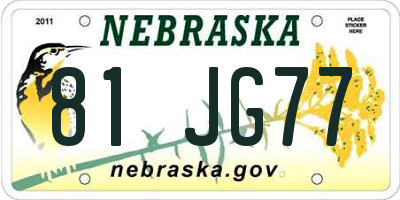NE license plate 81JG77