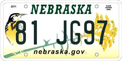 NE license plate 81JG97