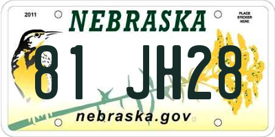 NE license plate 81JH28