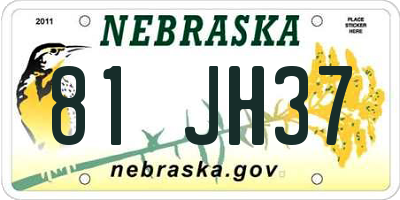 NE license plate 81JH37