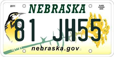 NE license plate 81JH55