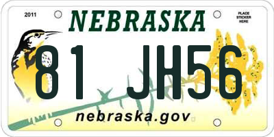 NE license plate 81JH56