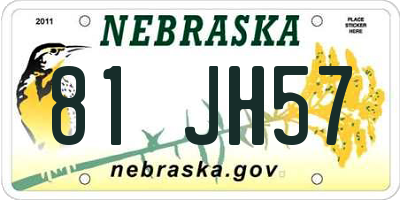 NE license plate 81JH57