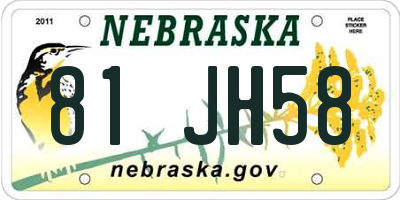NE license plate 81JH58