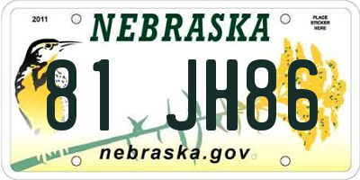 NE license plate 81JH86