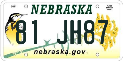 NE license plate 81JH87