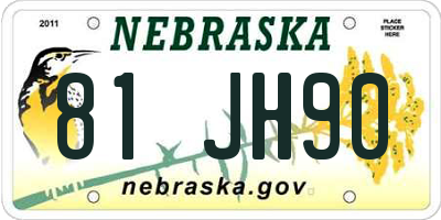 NE license plate 81JH90