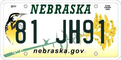 NE license plate 81JH91
