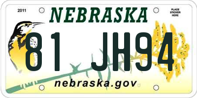 NE license plate 81JH94