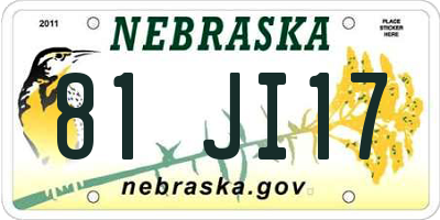 NE license plate 81JI17