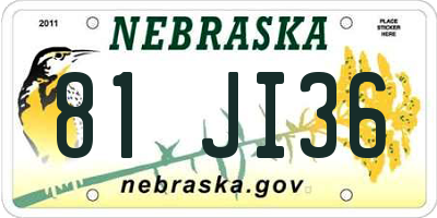 NE license plate 81JI36