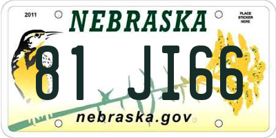 NE license plate 81JI66