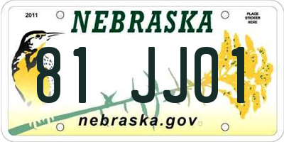 NE license plate 81JJ01