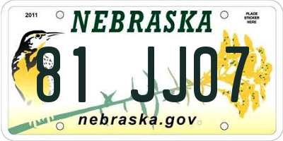 NE license plate 81JJ07