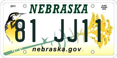 NE license plate 81JJ11