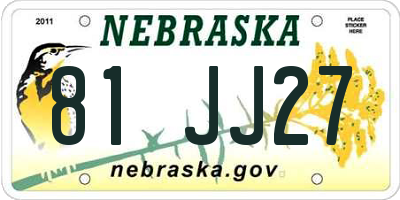 NE license plate 81JJ27